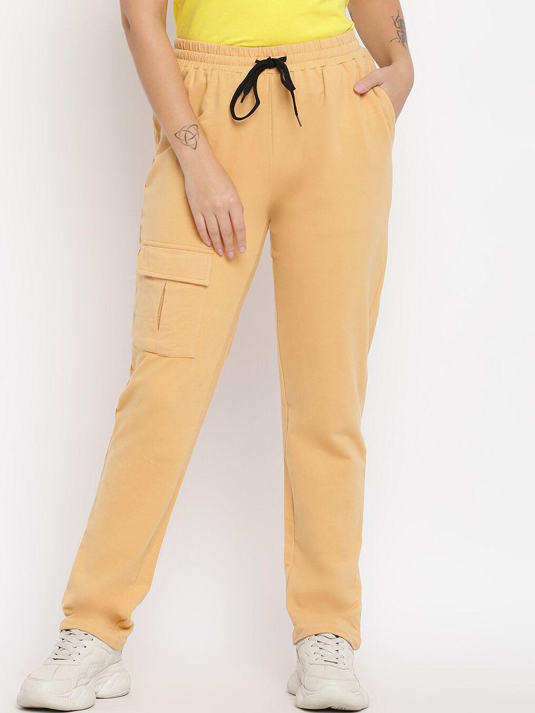 abof women peach-coloured slim fit trousers