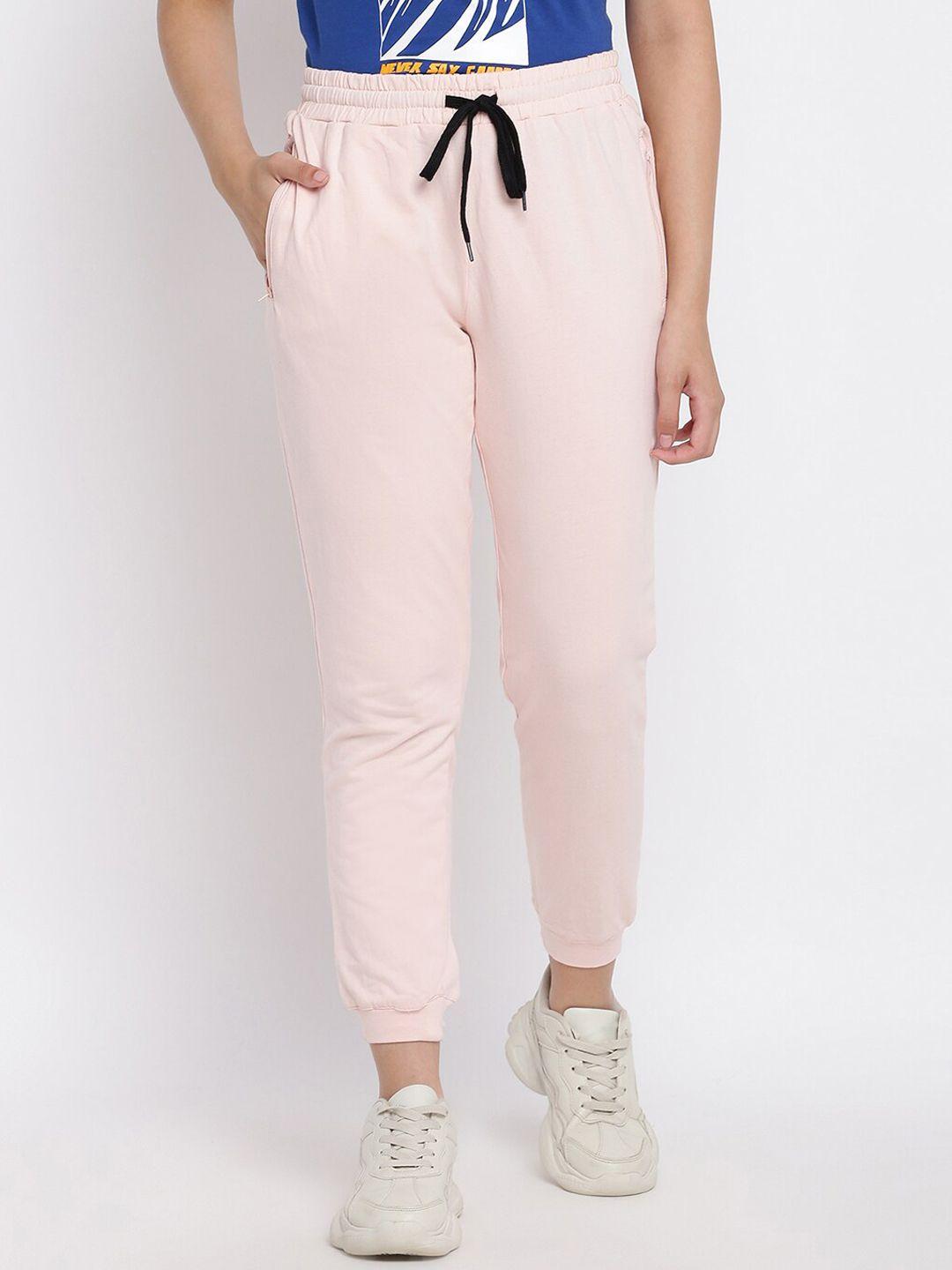 abof women pink slim fit joggers trousers