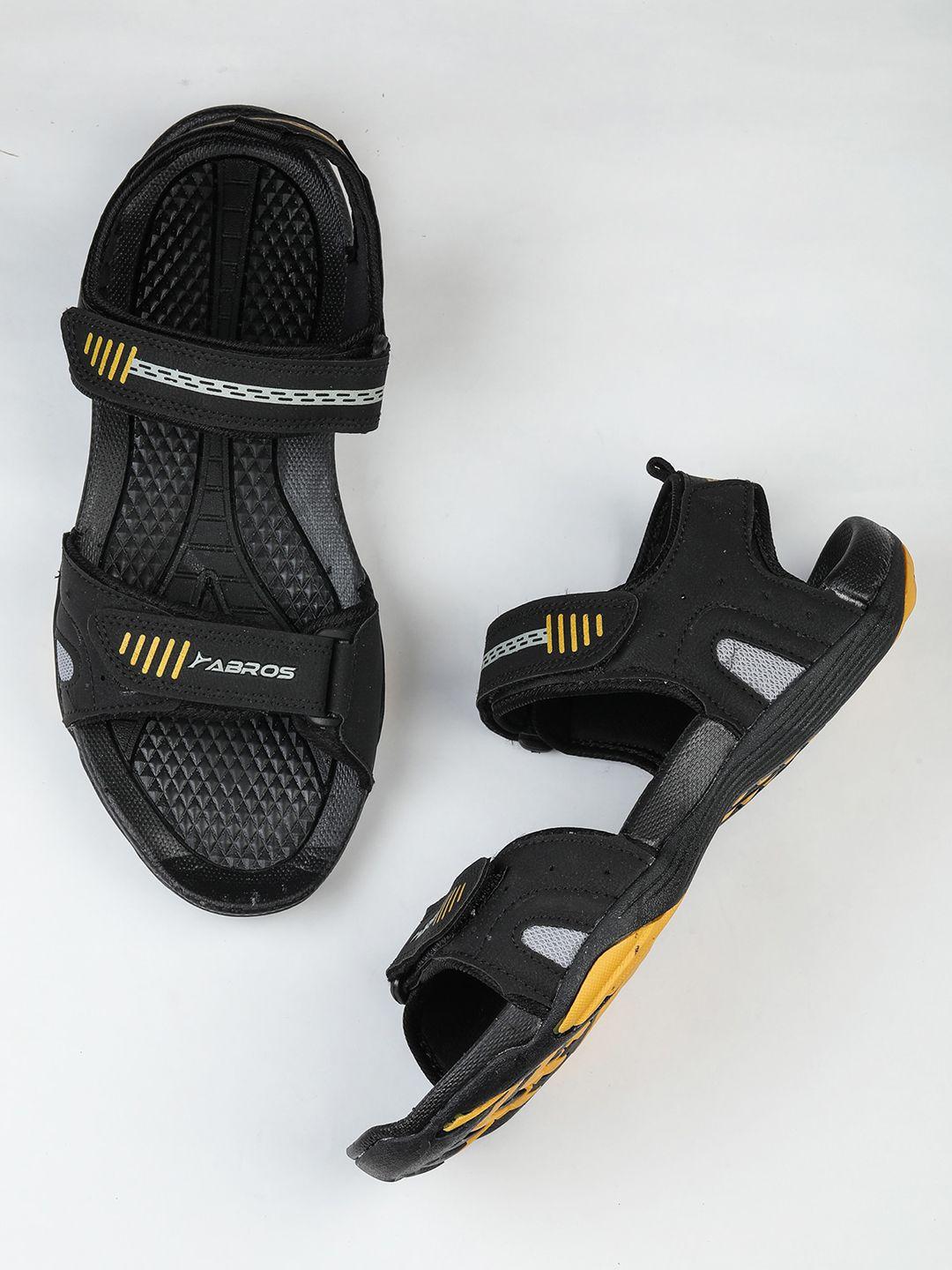 abros men black solid sports sandals
