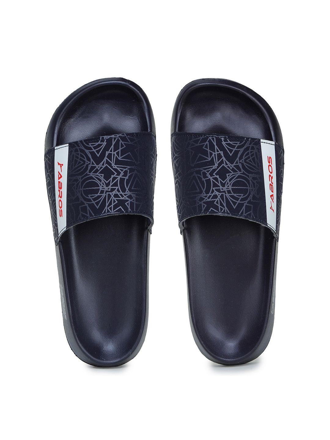 abros-men-navy-blue-&-white-printed-rubber-slip-on-flip-flops