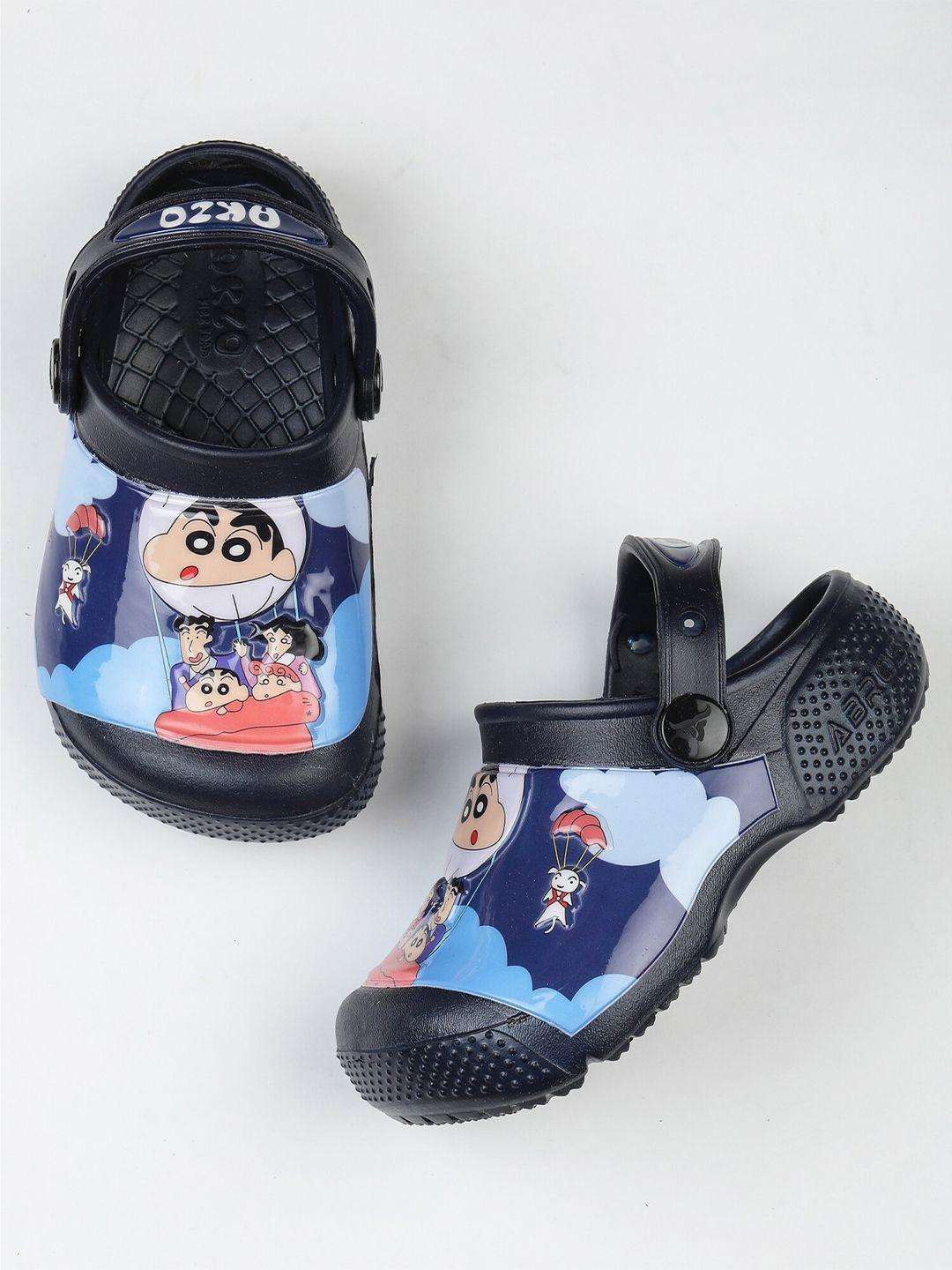abros kids navy blue cartoon character printed rubber clogs
