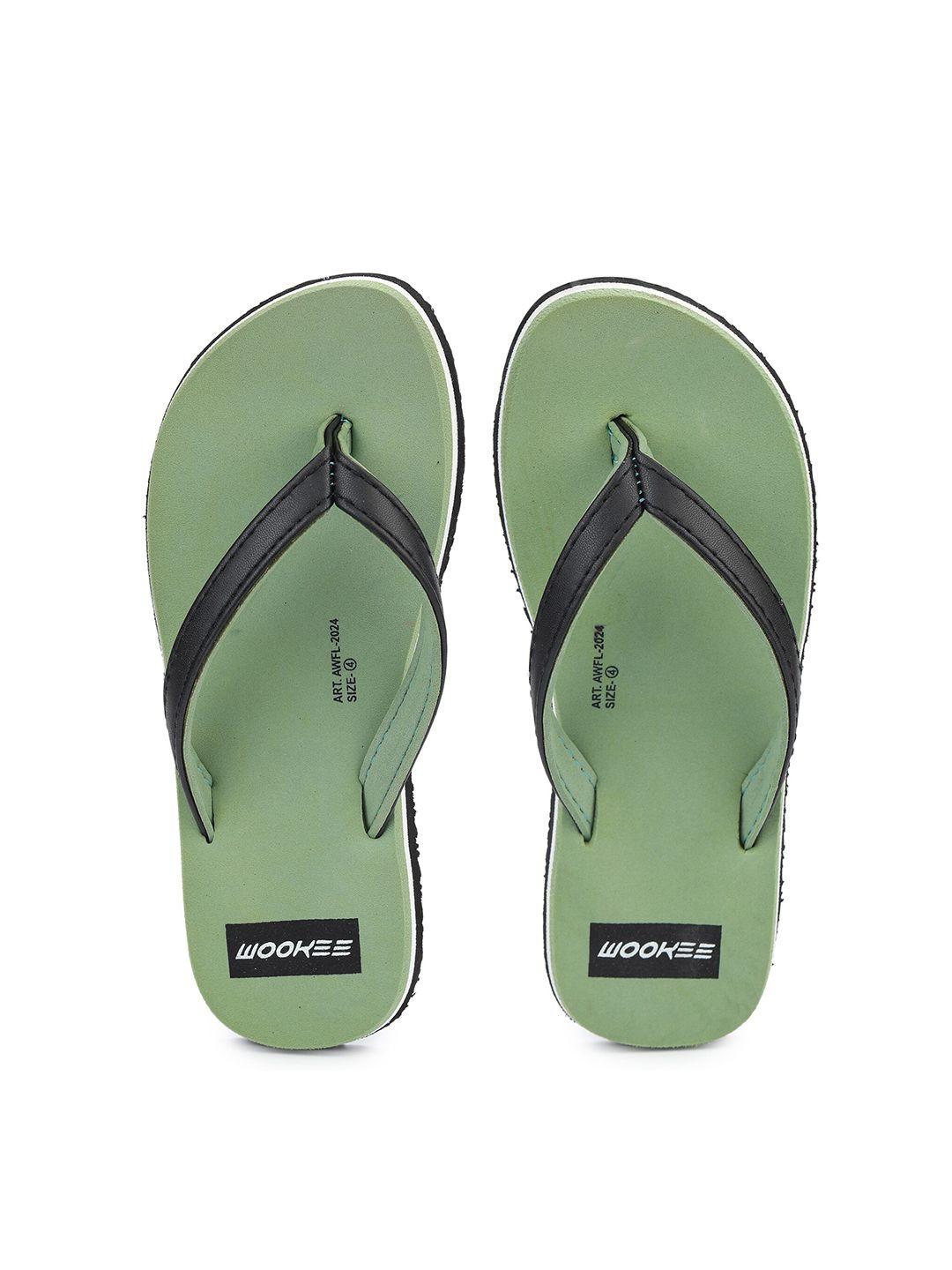 abros men black & olive green printed rubber thong flip-flops