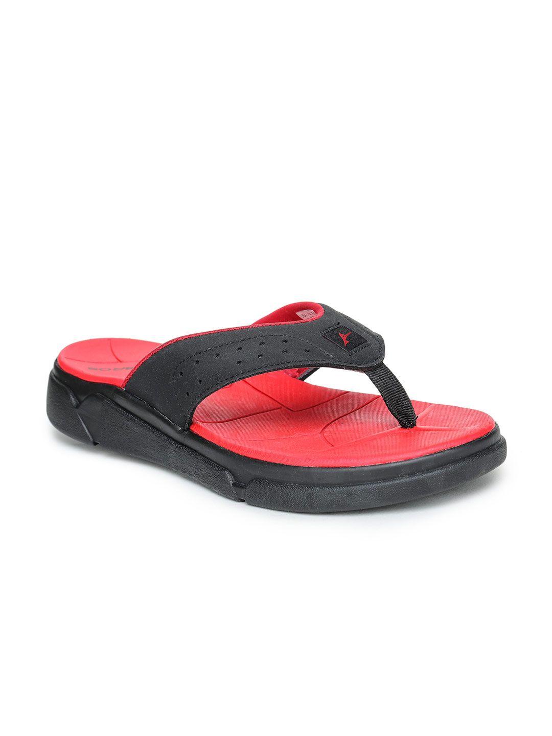 abros men black & red room slippers
