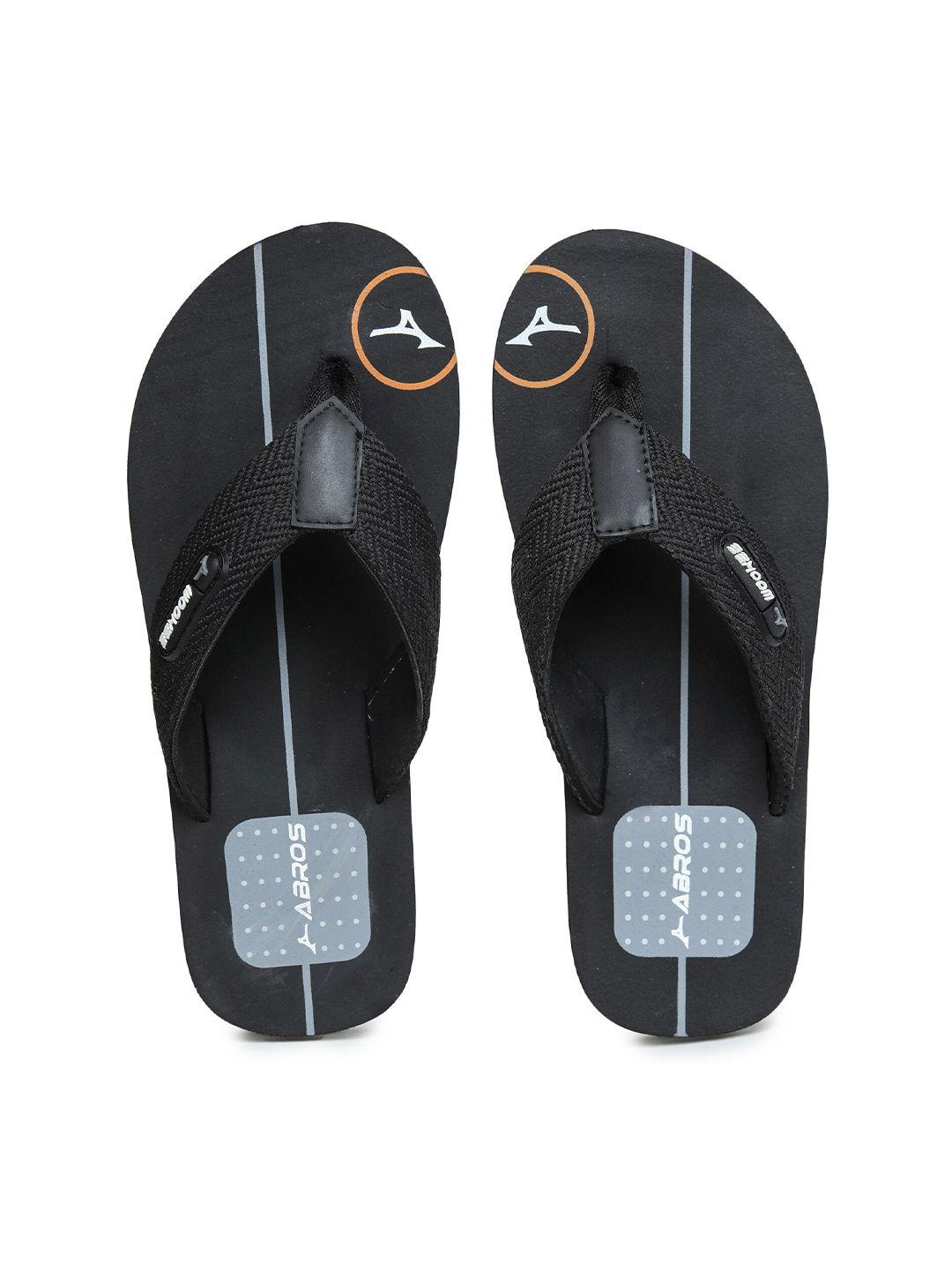 abros men black & white printed thong flip-flops