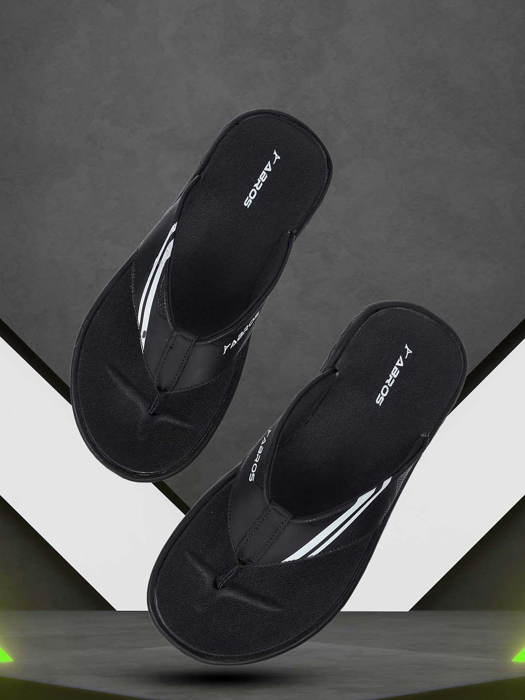 abros men black & white room flip flop slippers