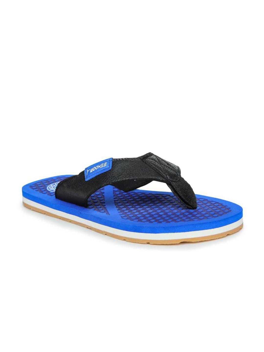 abros men blue & black printed thong flip-flops