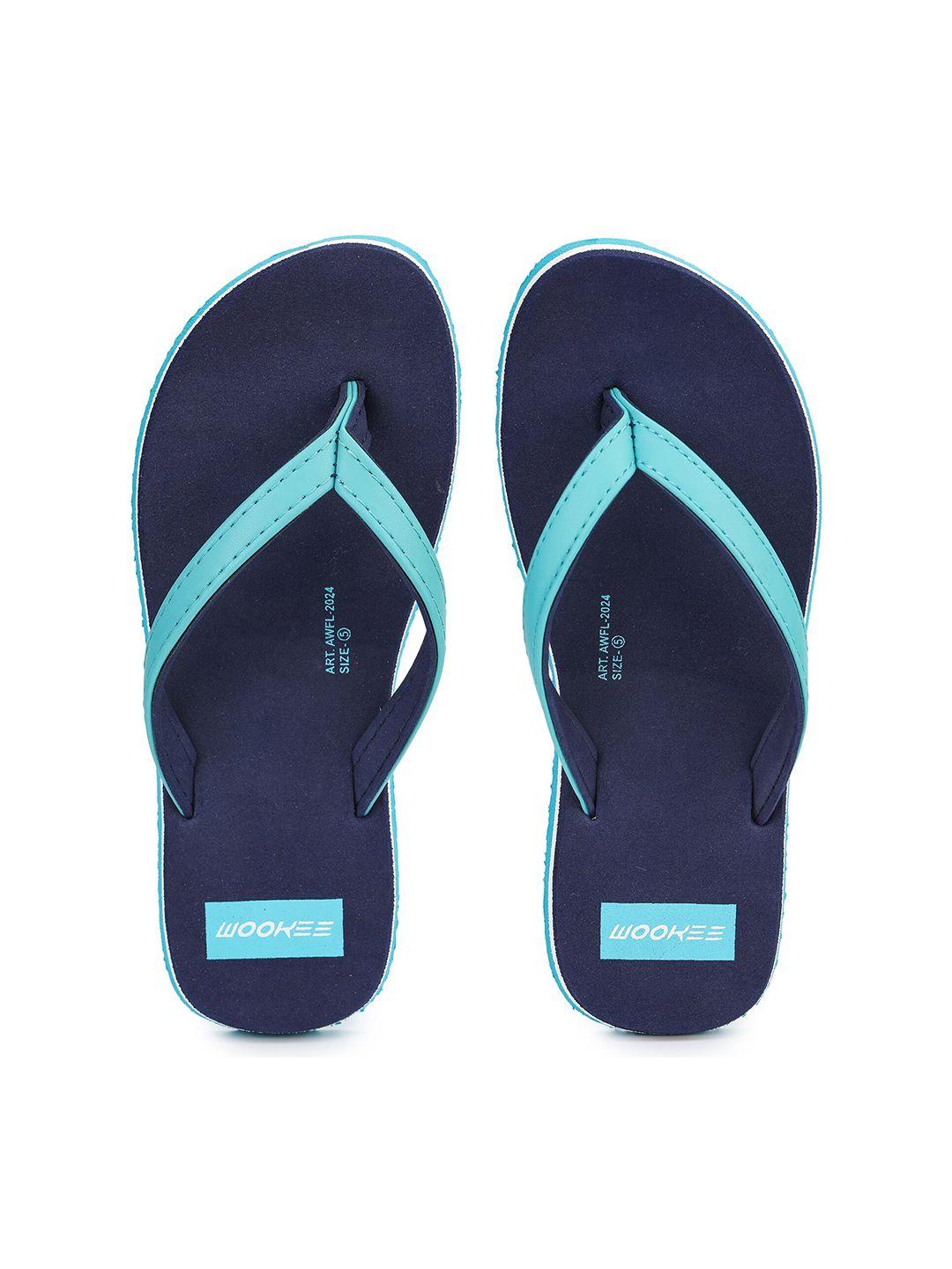 abros men navy blue & blue printed rubber thong flip-flops