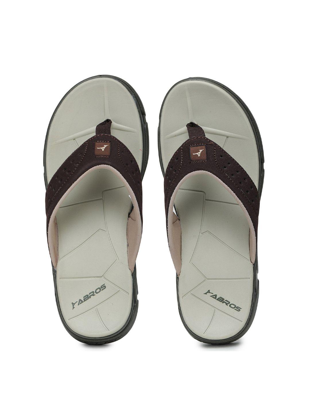 abros men perforated rubber thong flip-flops