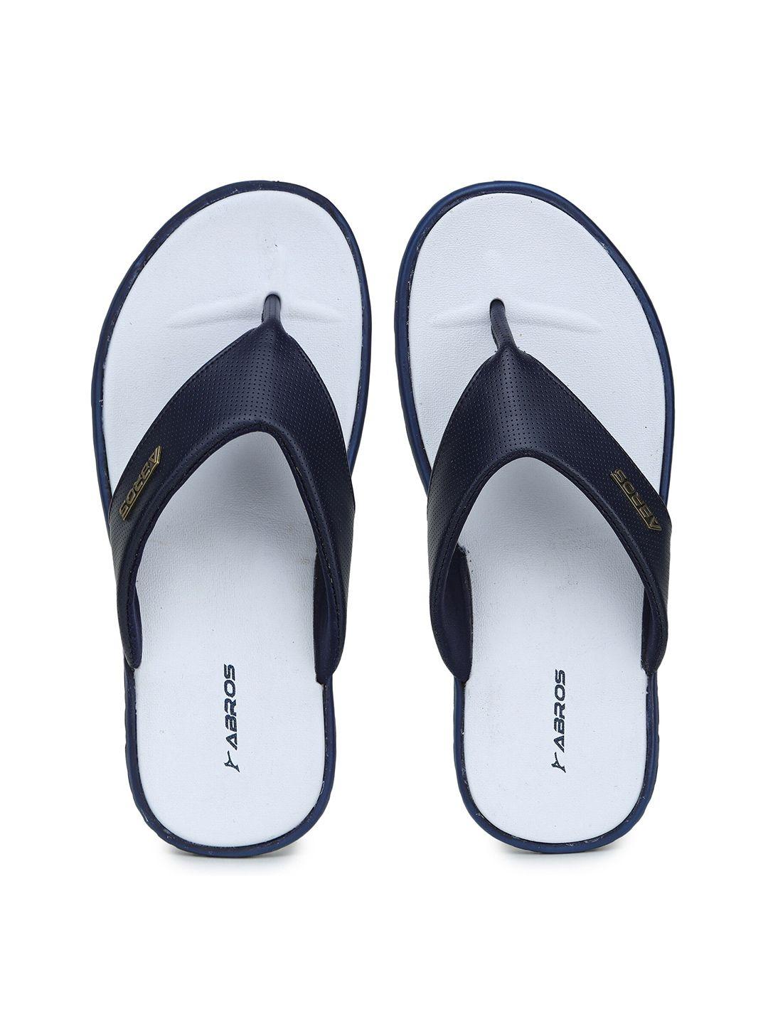 abros men white & blue rubber room slippers