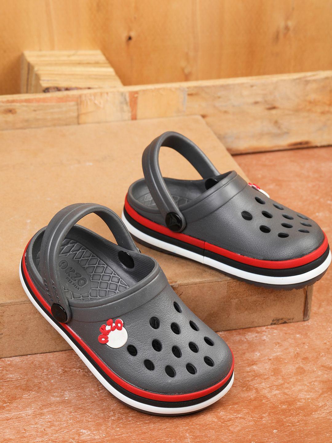 abros unisex kids grey & red rubber clogs