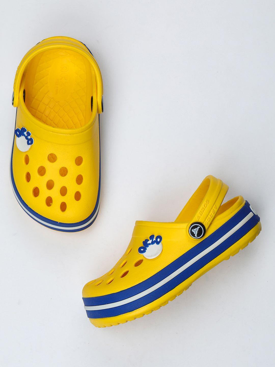 abros unisex kids yellow & blue rubber clogs