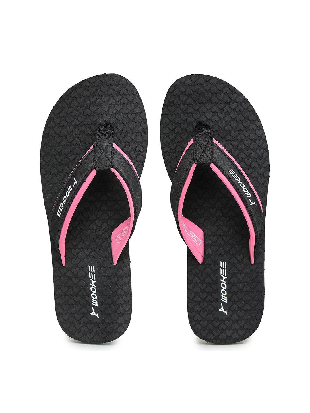 abros women black & pink thong flip-flops