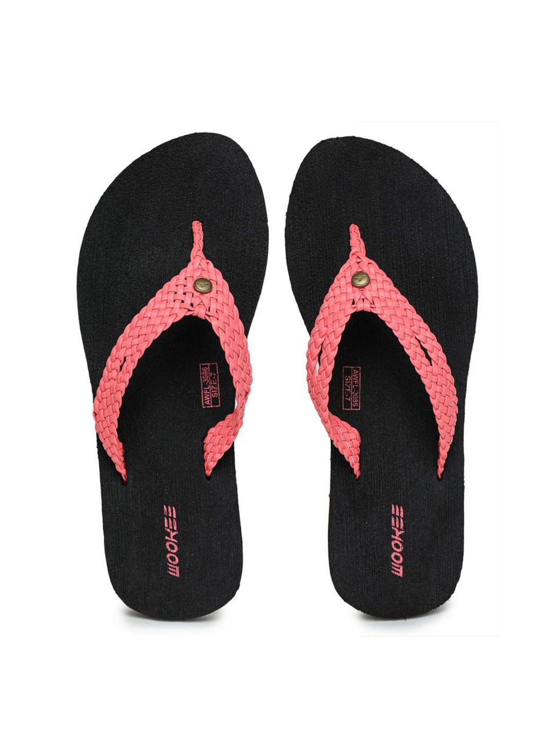 abros women black & pink thong flip-flops