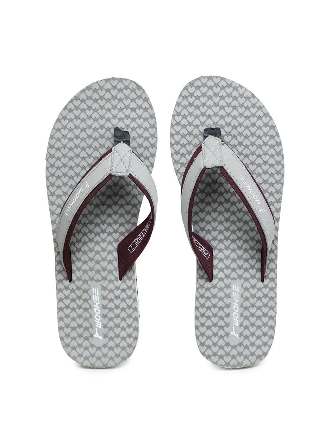 abros women grey printed thong flip-flops