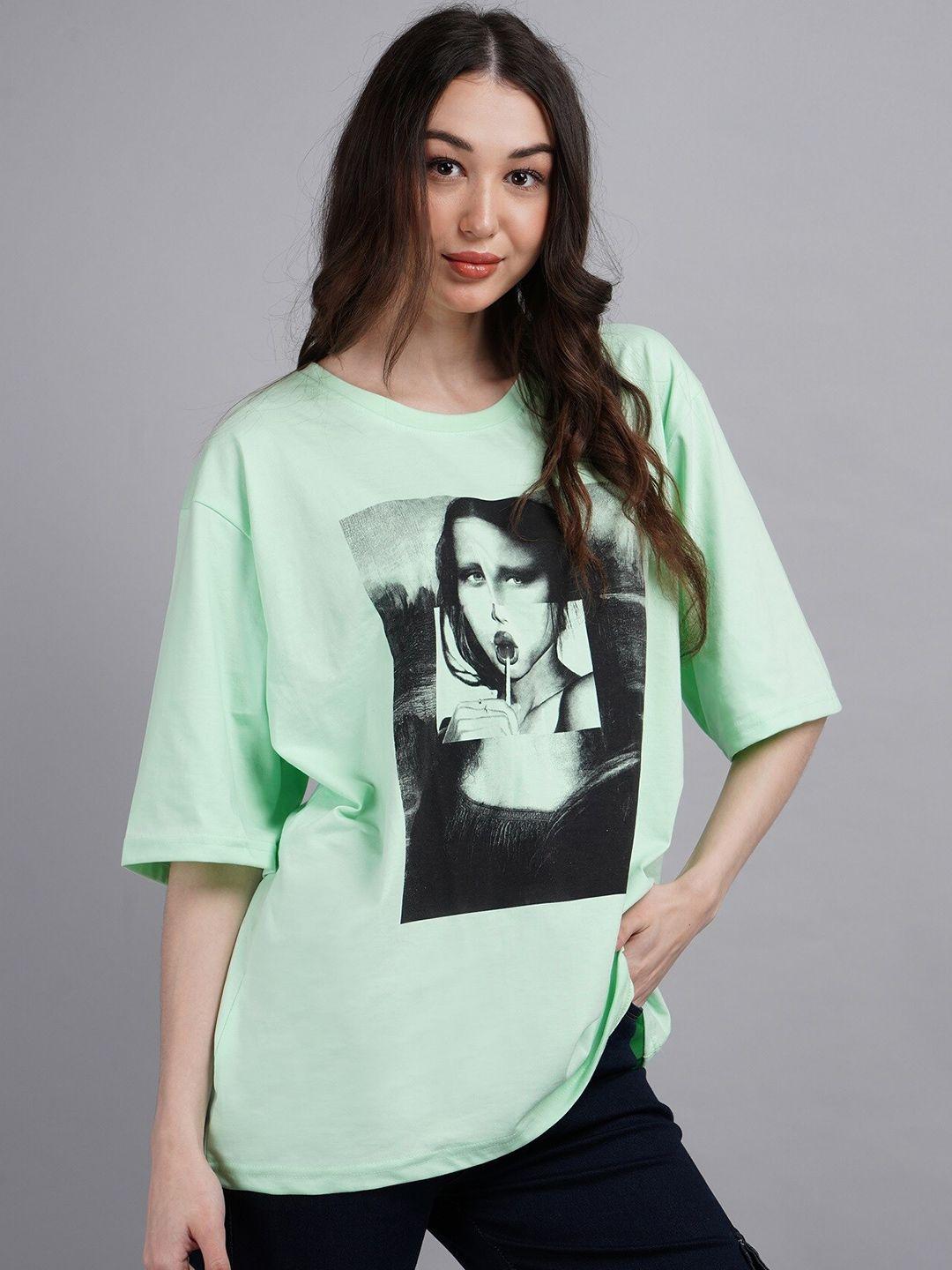 absolute defense printed round neck cotton oversized t shirt