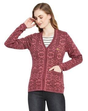 abstract cardigan with v neckline