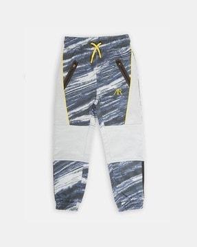abstract mid rise jogger with drawstring