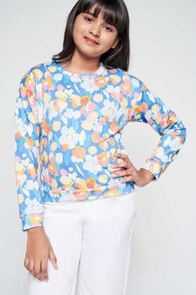 abstract polyester regular fit girls sweatshirt - multi