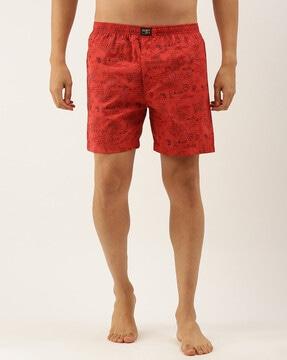 abstract print boxers with elasticated waist
