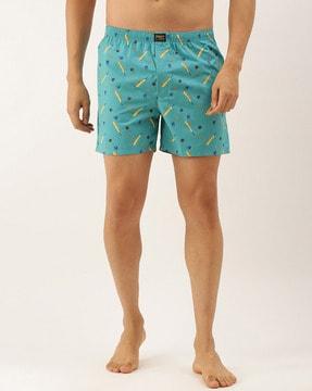 abstract print boxers with elasticated waist
