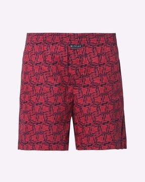 abstract print boxers with elasticated waistband