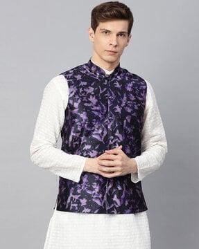 abstract print nehru jacket