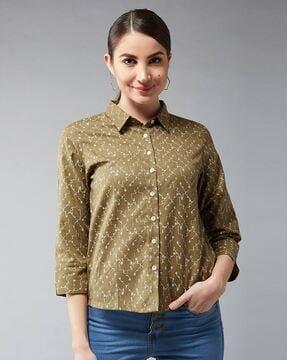 abstract printed classic  shirt