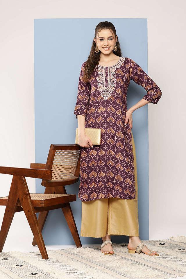 abstract cotton round neck womens party wear kurti