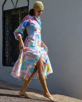 abstract fit and flare dress