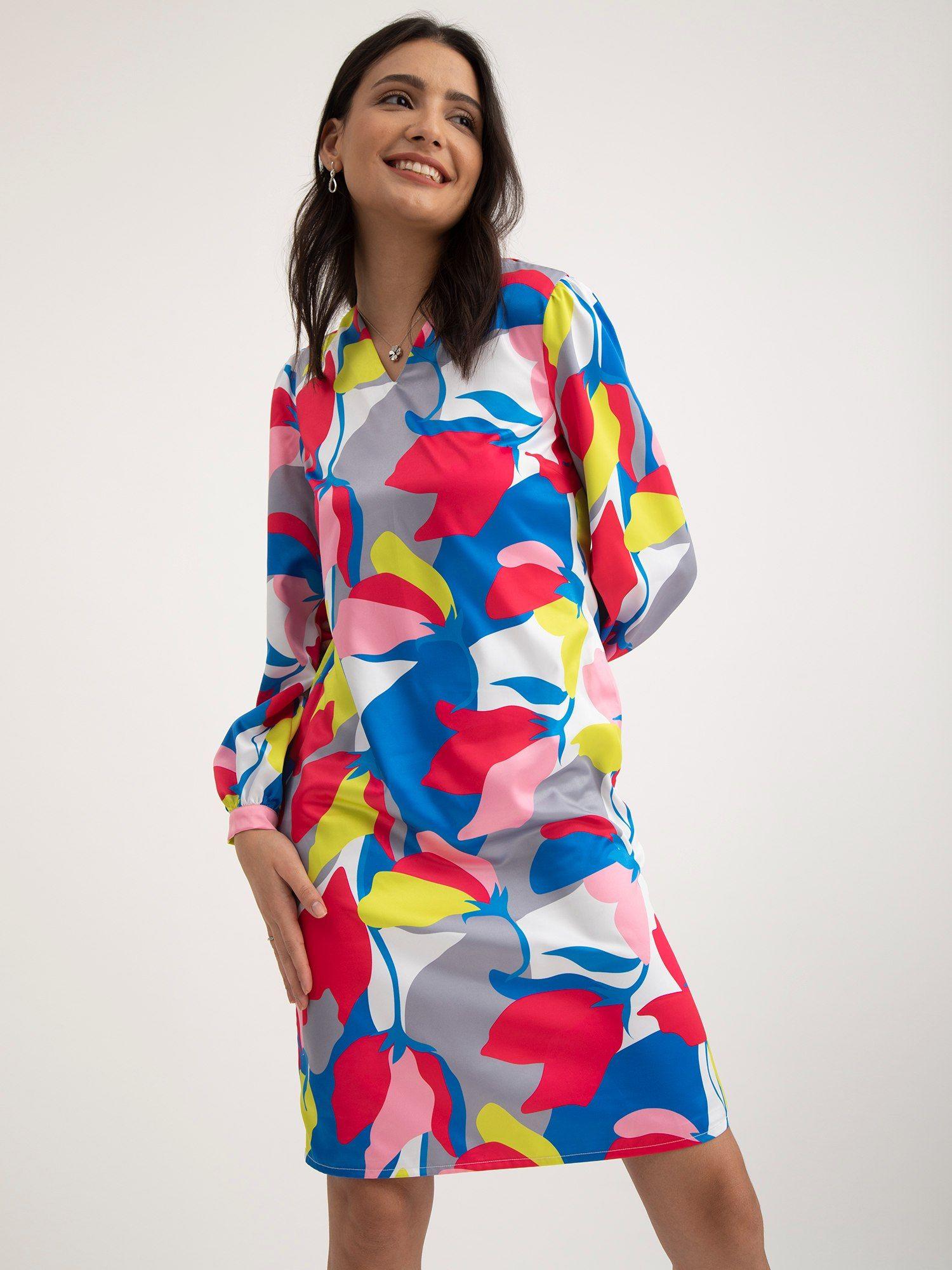 abstract floral print dress - multicolour