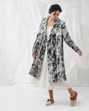 abstract front open long coat
