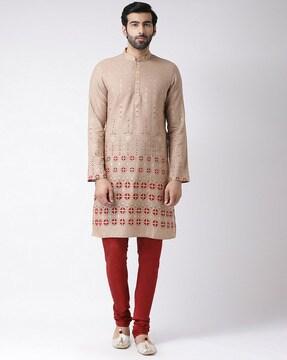 abstract mandarin collar long kurta