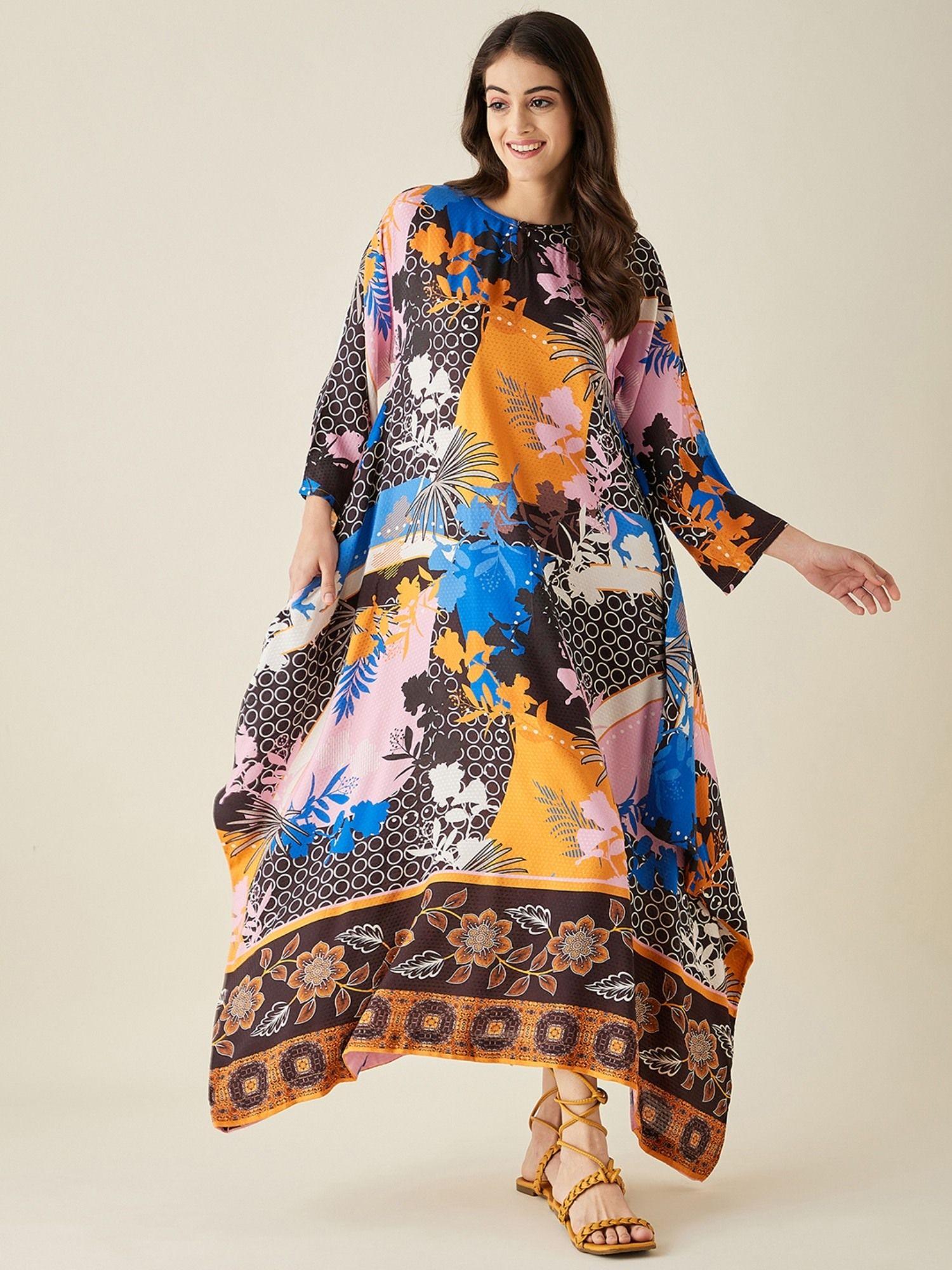 abstract modal handkerchief hem lounge dress