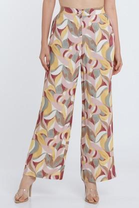 abstract modal regular fit women's casual pants - multi