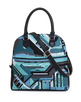 abstract pattern shoulder bag with detachable strap
