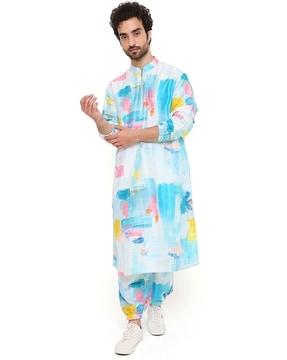 abstract print 2-piece suit set