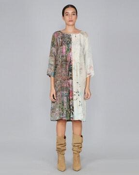 abstract print a-line dress