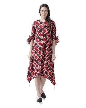 abstract print a-line dress