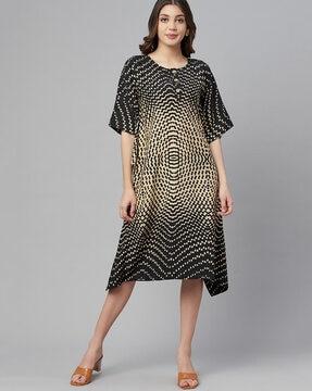 abstract print a-line dress