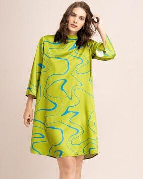 abstract print a-line dress