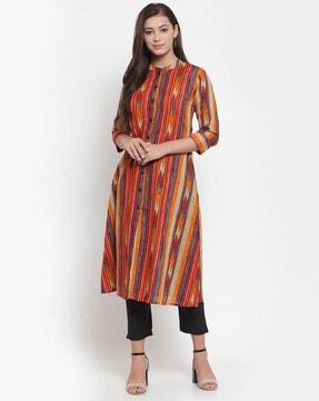 abstract print a-line kurta set