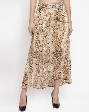 abstract print a-line skirt