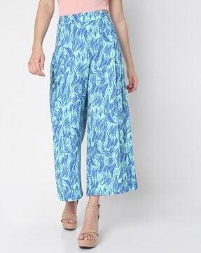 abstract print ankle length palazzo