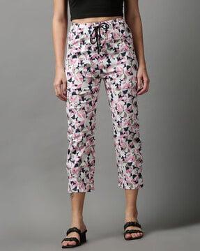 abstract print ankle length trousers