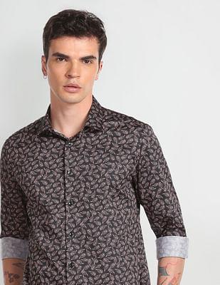 abstract print cotton casual shirt