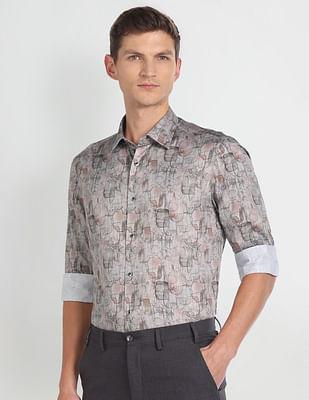 abstract print cotton formal shirt