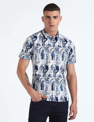 abstract print cotton shirt