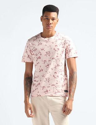 abstract print cotton t-shirt