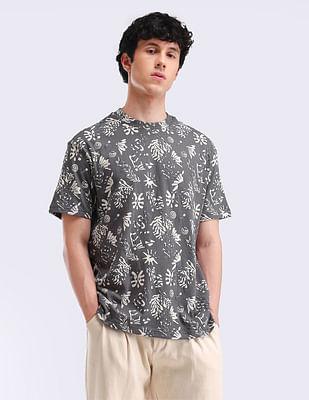 abstract print cotton t-shirt