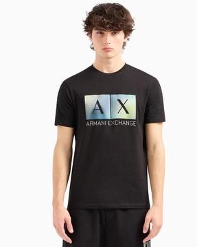 abstract print crew-neck regular fit t-shirt